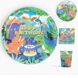 All In One🦖Dinosaur🦕Themed Party🥳Set4 Boys👦🏻orGirls👧🏻96pc Set For24Guests